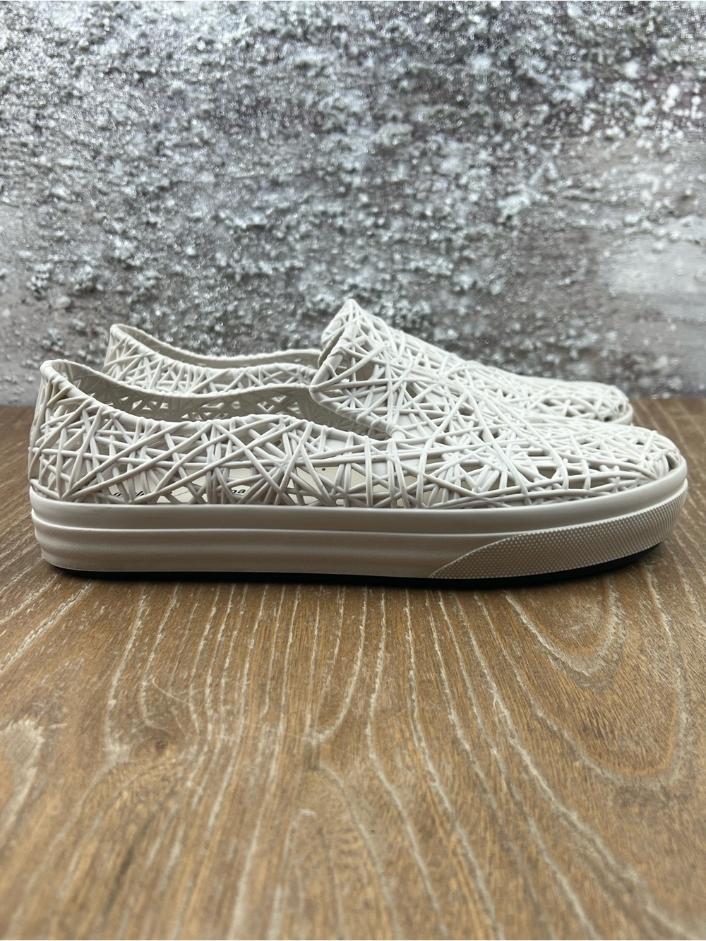602 Melissa CAMPANA Woven Look jelly Slip-On  in Off-White 9